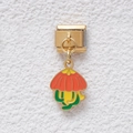Italian charm link in gold with a red enamel flower bud pendant for modular bracelets - GMKDZ-414