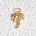 Golden coconut tree pendant with heart-textured trunk for DIY jewelry making - Gold Coconut Tree Pendant (DYL-4619)