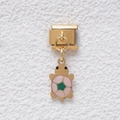 Italian charm stainless steel bracelet link featuring a cute green and pink turtle pendant - GMKDZ-418