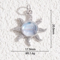 Pendentif soleil argenté avec pierre de lune centrale, 20mm x 17,9mm pour bijoux - Style Soleil Argenté (DYS-5539)