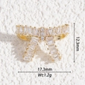 Detailed view of gold bow pendant with zircon dimensions 17.3mm width and 12.3mm height - Gold Bow Style (DYS-5543)