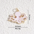 Detailed view of pink enamel octopus pendant with gold trim, size 24.3mm and weight 2.8g - Pink Octopus Style (DYS-5464)