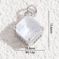 Macro shot showing dimensions of 13.6mm faceted crystal pendant with silver setting - Silver Base Transparent Square (DYS-5557)