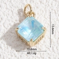 Macro shot of 13.6mm light blue faceted crystal pendant with gold claw setting - Gold Base Light Blue Square (DYS-5558)