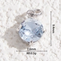 Detail view of 9.4mm faceted crystal pendant showing 7.6mm width and 4-prong setting - Silver Base Transparent Round (DYS-5561)