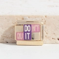 Maillon de bracelet italien doré avec inscription Do It en émail rose et violet - Citation DON'T QUIT (MK-1833)