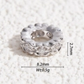 Macro shot of silver spacer bead with zircon pavé showing dimensions 8.2mm and 2.7mm - Silver Zirconia Ring Spacer (DYS-5565)
