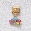 Italian modular charm in gold finish with a colorful enamel mushroom pendant for DIY bracelets - GMKDZ-376