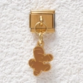 Italian charm bracelet link in gold stainless steel with a ginger-shaped hanging pendant - Ginger Style (GMKDZ-509)