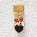 Italian charm link with gold finish and dog carrying a heart enamel pendant charm - Dog Holding Heart(GMKDZ-492)
