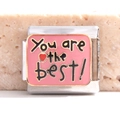 Italienischer Modul-Charm aus Edelstahl mit rosa Emaille und You are the best Text - You Are The Best Buchstaben Stil (MK-592)