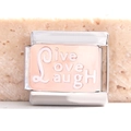 Italienisches Armband-Modul aus Edelstahl mit rosa Live Love Laugh Emaille - Live Love Laugh Buchstaben Stil (MK-471)