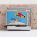 Italian modular charm in 18K gold-plated steel with rainbow beach umbrella and chair - Summer Beach Umbrella and Chair Style (MK-233)
