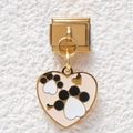 Italian modular charm featuring a gold heart with pink enamel and pet paw print - Pink Heart Paw(GMKDZ-488)