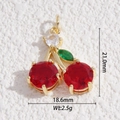 Detailed view of cherry pendant dimensions: 21.0mm height, 18.6mm width with gold plating - Gemstone Cherry Style (DLD-5353)