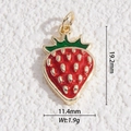 Macro view of strawberry charm showing 19.2mm height and 11.4mm width dimensions - Strawberry Style (DLD-5354)