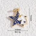 Macro shot of 15.5mm star-shaped enamel unicorn pendant with dimensions and weight detail - Unicorn Star Style (DLD-5362)