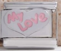 Maillon de bracelet italien avec cœur rose et texte My Love en acier inoxydable - Style Cœur My Love (MK-2511)