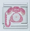 Maillon de bracelet italien en acier inoxydable avec motif téléphone en émail rose - Style Téléphone Vintage Rose (MK-2520)