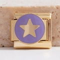 Charme modulaire italien en acier doré avec émail violet et design d'étoile dorée - Étoile d'Or Bloc Violet (MK-2479)