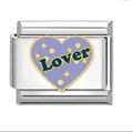 Maillon de bracelet italien en acier inoxydable avec motif de cœur Lover violet - Style Cœur Violet Lover (MK-2521)