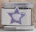 Maillon de bracelet italien en acier inoxydable avec étoile violette et logo blanc décoratif - Style Étoile Violette OP (MK-2110)