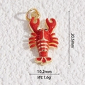 Detailed view of red lobster enamel pendant with gold trim showing 20.5mm height dimension - Light Blue Seahorse Style (DLD-5382)