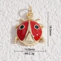 Macro view of ladybug charm in red enamel with size 18.0mm height and 14.8mm width - Ladybug Style (DLD-5385)