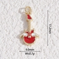 Macro view showing dimensions of a winged guitar pendant with red and white enamel - Guitar with Wings Style (DLD-5391)