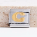 Italiaanse modulaire charm van roestvrij staal met een gouden letter C detail - Zilveren Basis Gouden G