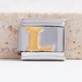 Italiaanse stijl roestvrijstalen DIY armband schakel met een gouden letter L - Zilveren Basis Gouden L