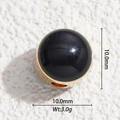 Macro detail of 10mm black enamel bead with gold plated base for jewelry making - Black Round Bead(DYS-5692)