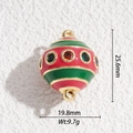 Macro view of Christmas balloon pendant dimensions 25.6x19.8mm in gold plated enamel - Red and Green Striped Enamel Ball(DYS-5694)