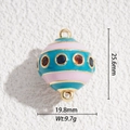 Macro detail of enamel balloon pendant with dimensions and weight for DIY jewelry - Pink and Blue Striped Enamel Ball(DYS-5695)