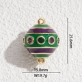 Detail of green and purple enamel balloon pendant with dimensions 25.6mm by 19.8mm - Green and Purple Striped Enamel Ball(DYS-5696)