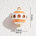 Detail showing dimensions of enamel balloon pendant in orange and white with gold finish - Orange and White Striped Enamel Ball(DYS-5697)