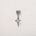 Italian modular stainless steel bracelet link with a silver four-point star pendant charm - Starburst Pendant (MKDZ-746)