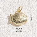 Detailed macro view of a gold-plated fish pendant with engraved scales and 13mm dimensions - 3D Small Fish Pendant(DYS-5703)