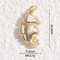 Macro detail of gold-plated seahorse pendant showing 16.3mm height and 9.2mm width - Seahorse Shaped Pendant(DYS-5704)