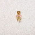 Italian charm link with pink gemstone butterfly bow and dangling gold rhinestone fringe - Pink Gem Bowknot Style (MKDZ-717)