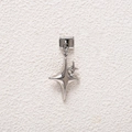 Detailed view of silver stainless steel Italian charm featuring dual star-shaped pendants - Double Star Pendant (MKDZ-750)