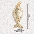 Detail view of a gold-plated fish pendant with dimensions 24.3mm height and 2.1g weight - Fish Shaped Pendant(DYS-5706)