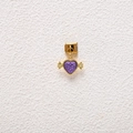 Detail of Italian charm link featuring a purple heart gemstone with golden wings - Purple Winged Heart Style (MKDZ-722)