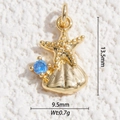 Macro detail of gold plated starfish and shell pendant showing precise size 13.5x9.5mm - Ocean Shell Starfish Pendant(DYS-5708)