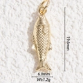 Detail view of gold-plated fish pendant with 19.6mm height and 6.0mm width measurements - Textured Small Fish Pendant(DYS-5709)