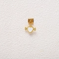 Detailed view of a gold Italian charm featuring a white iridescent winged heart pendant - Iridescent White Winged Heart Style (MKDZ-721)