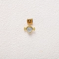 Detailed view of a gold heart charm with silver wings for modular charm bracelets - Silver White Glitter Heart Style (MKDZ-720)