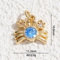 Gold plated crab necklace pendant with blue gemstone and white zircon detail - Crab Shaped Pendant(DYS-5713)