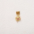 Detailed view of daisy pendant charm in gold metal with pink cubic zirconia stones - Pink Rhinestone Flower Daisy Style (MKDZ-710)