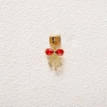 Italian charm link with red gemstone bow pendant and gold fringe detail for DIY bracelets - Red Bowknot Style (MKDZ-716)